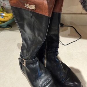 Coach Womans Black and Brown Leather Boots 6.5M